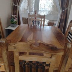 Solid oak and pine and wrought iron kitchen table and chairs over 25 years old advertised for mother in law so can be only viewed in Ballybrack south Co. Dublin