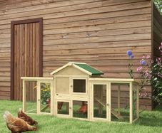 Large Chicken Coop with Run Backyard Hen House Poultry Coops Cages with Nesting Box Wooden 204 x 85 x 93cm