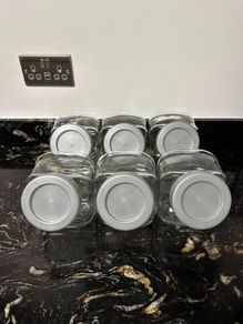 6x IKEA FORVAR Glass Hexagon Jar w/Lids