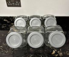 6x IKEA FORVAR Glass Hexagon Jar w/Lids
