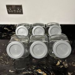 6x IKEA FORVAR Glass Hexagon Jar w/Lids