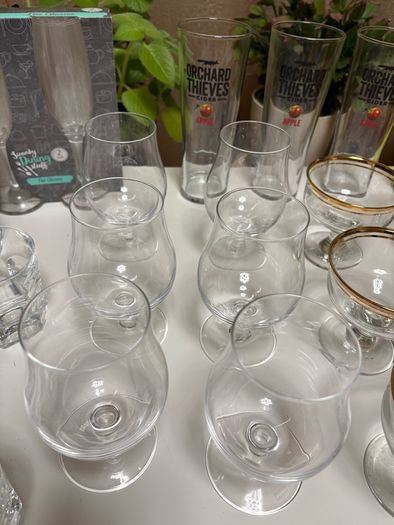 Large set of various glasses