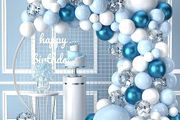 Blue Balloons Garland Arch Kit - 104Pcs Blue White Silver Balloon Arch Kit with Confetti Balloons for Boys Birthday Party, Baby Shower, Wedding, Christening, Graduation, Communion Decorations For Boys