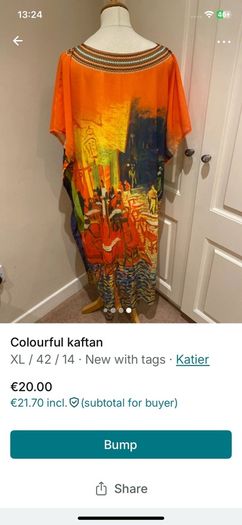 Colourful Katier kaftan - size 14- new