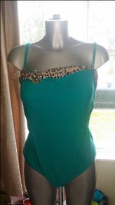 Marine green padded swimsuit size UK20 EU48 Cup DD Perfect condition Postage included