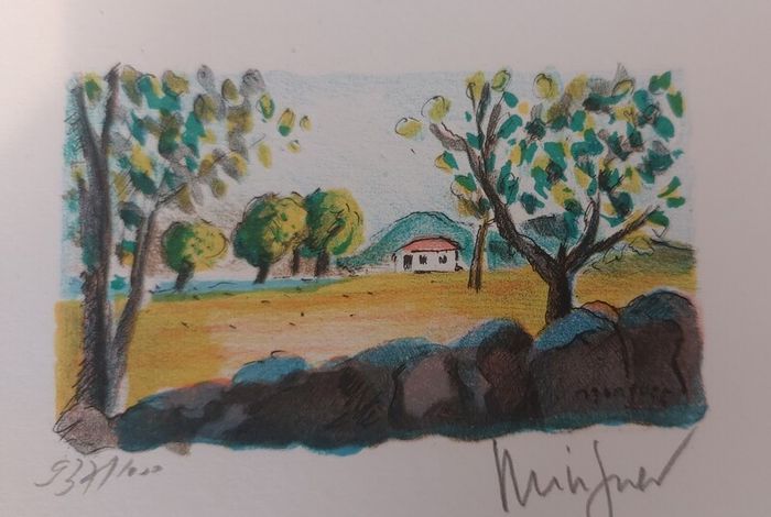 Fantastic Limited-Edition Hand-Signed Lithograph Print of a Caribbean Scene by the Renowned French Artist Alexandre Minguet (1937-1996), #937/1000