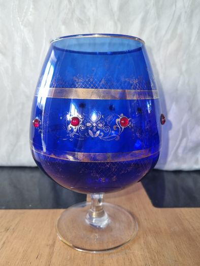 Large vintage Bohemia glass goblet