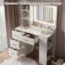 Dressing Table with Mirror and Stool: Vanity Desk with Mirror and Drawers, Open Shelves, White Vanity Dressing Table for Bedroom with Led Light, 3 Color Light & Adjustable Brightness Image 7