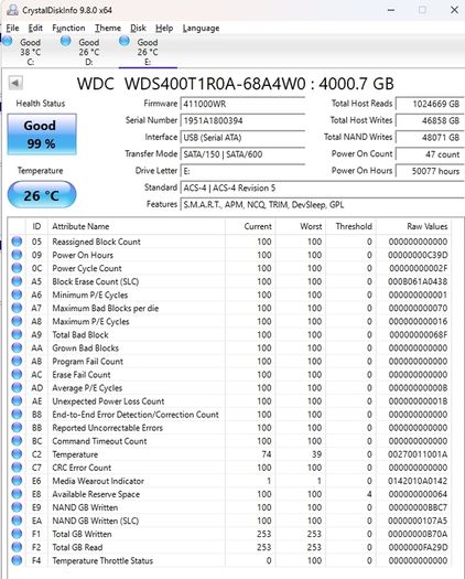 Wd Red 4tb Nas Sata Ssd 2.5   Low Wear