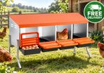4 Compartment Chicken Nesting Box with Support Legs Roll Away Egg Collection