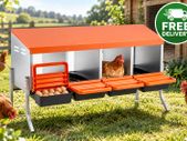 4 Compartment Chicken Nesting Box with Support Legs Roll Away Egg Collection