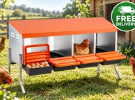 main image for ad 4 Compartment Chicken Nesting Box with Support Legs Roll Away Egg Collection