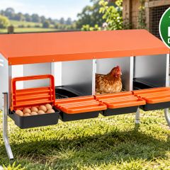 4 Compartment Chicken Nesting Box with Support Legs Roll Away Egg Collection