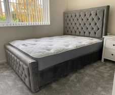 Luxury Gray Double bed And Mattress