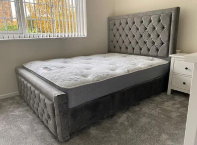 Luxury Gray Double bed And Mattress