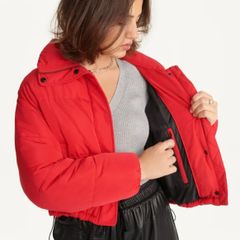 Red DKNY Puffer Style Cropped Jacket