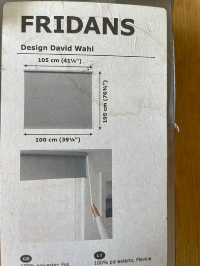 Brand new IKEA FRIDANS Blackout Roller Blind Grey 100 x 195 cm Never Used