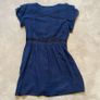Wren 100% silk Navy blue polka dot short sleeved dress with flouncy collar in size M Image 2