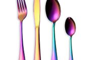 16 Pieces Cutlery Set, Colorful Flatware Set, Titanium-Coated Stainless Steel Cutlery, Easy Clean &amp; Dishwasher Safe