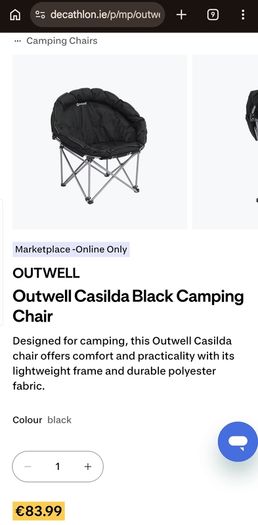 Outwell Casilda Black Camping Chair