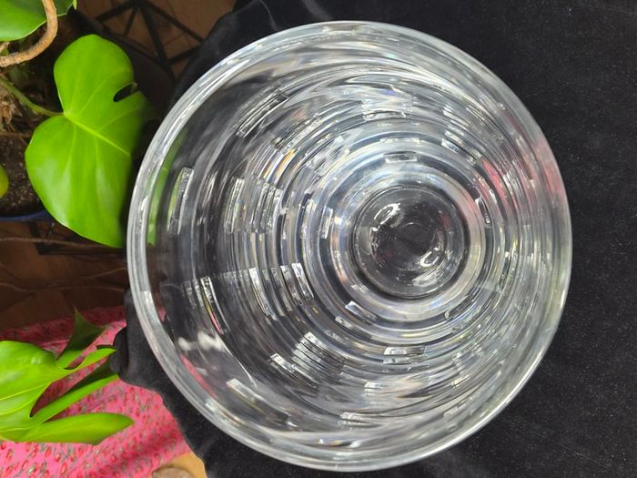 John Rocha at Waterford Crystal Cut Glass Vase Geo / Grid Signed 35cm