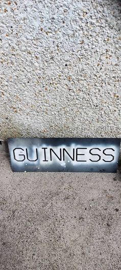 Guinness stencil laser cut steel metal stencil,,make ur own signs ,buyer collects or pays postage thank you, sold as is,heavy duty metal