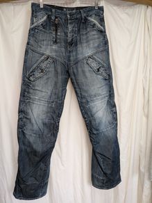 G-Star RAW R3301 Mens Jeans W34 L34 Blue Distressed Utility Y2K Denim