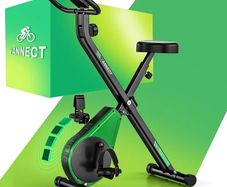 Upgraded Folding Exercise Bike with 16-Level Adjustable Magnetic Resistance, 330/350LBS Quiet Foldable Indoor Cycling Bike, Fitness Stationary Bike with LCD Display & Large Comfortable Seat Cushion