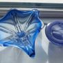 Fabulous Pair of Two Vintage Small Hand-Blown Art Glass Pieces in Shades of Bright Blue and Cornflower Blue, Sold as a Pair Image 2
