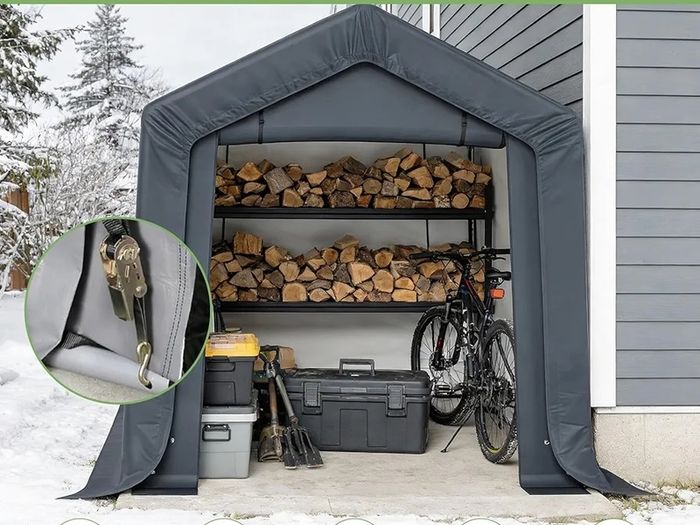 3m x 2m x 1.8m Portable Storage Tent Shed, Heavy-Duty Outdoor Shelter with Waterproof Cover and Roll-Up Zipper Door, Outdoor Garden Storage Tent for Motorcycles, Bikes and Boats