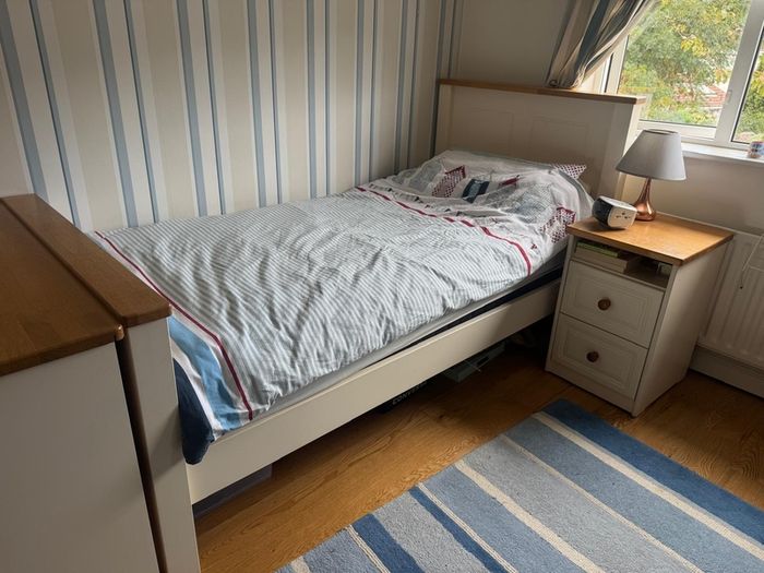 Single Wooden Bed with matching Desk and Locker
