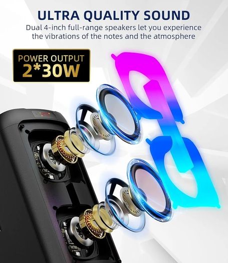 Machine for Adults with 2 Wireless Microphones, Portable Bluetooth Speaker PA System with Dicso Lights for Big Pary, Stage Subwoofers, Outdoor, for Family, Music Lover