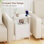 Bedside Table Set of 2, Side Table with 2 Fabric Drawers, Bedroom Bedside Cabinet with Open Storage Shelf, End Table, Nightstand for Living Room, Small Spaces, White Image 5