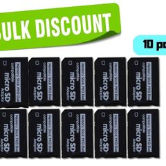 10x Micro SD / SDHC / TF to Memory Stick PRO Duo Adapter Bulk Pack for Sony PSP