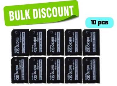 10x Micro SD / SDHC / TF to Memory Stick PRO Duo Adapter Bulk Pack for Sony PSP