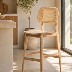 BESPOKE TITUS Rattan Oak Bar Stool, exceptional quality