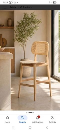 BESPOKE TITUS Rattan Oak Bar Stool, exceptional quality