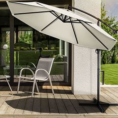 Parasol, Diameter 300 cm with Crank, Cantilever Parasol with Stand, Garden Parasol, UV Protection, Aluminium, Crank Parasol, Market Parasol,
