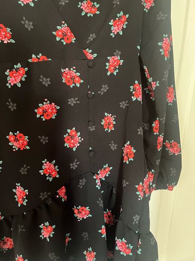Brand new New look black floral mini dress with long sleeves and frill