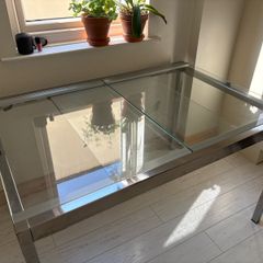Extendable glass IKEA dining table