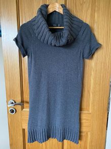 Mexx Women's Short  Sleeve Knitted Grey Dress / Tunic