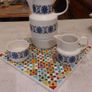 Fabulous Vintage Arklow Pottery Coffee Pot, Pot Warmer Stand, Milk Jug and Sugar Bowl in the Stunning "Larne" Pattern, Cobalt Blue Colourway Image 2