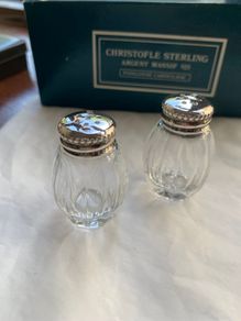 Christofle sterling silver/crystal salt & pepper shakers