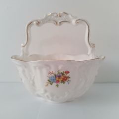 Vintage Queen's Porcelain Basket Hand Painted Staffordshire fine bone china Made in England