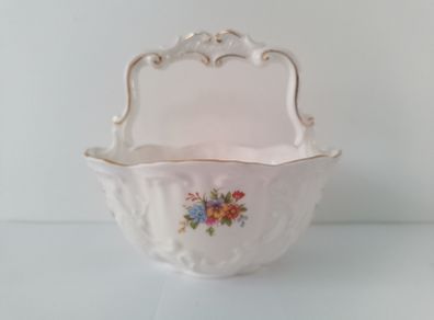 Vintage Queen's Porcelain Basket Hand Painted Staffordshire fine bone china Made in England