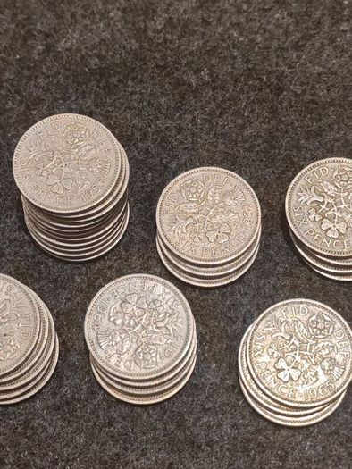 Job Lot 60x British Sixpences 1953 to 1967 Bulk Lot Elizabeth II