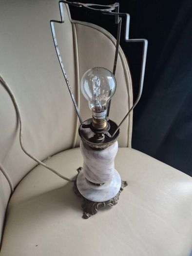 Mid Century Vintage Retro Marble gold ornate metal lamp base