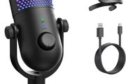 USB Microphone for PC Gaming: Condenser Microphone RGB with Stand Mic - Recording Mic for Computer &amp; Laptop with Quick Mute - Desk Podcast Mic for Podcast &amp; Singing &amp; Streaming &amp; Youtube Black