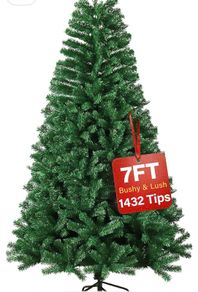7ft Premium Christmas Tree 1432 Branch Tips Green Xmas Trees Bushy Artificial Christmas Tree Pine Tree with Metal Stand Easy to Assemble Realistic Spruce Branches Christmas Tree for Indoor and Outdoor