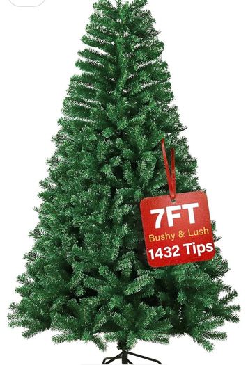 7ft Premium Christmas Tree 1432 Branch Tips Green Xmas Trees Bushy Artificial Christmas Tree Pine Tree with Metal Stand Easy to Assemble Realistic Spruce Branches Christmas Tree for Indoor and Outdoor